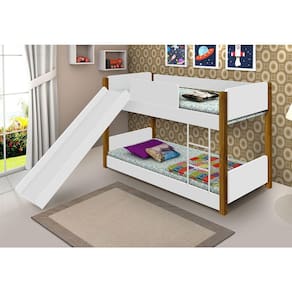 Beliche Infantil Com Escorregador Branca E Mel Branco