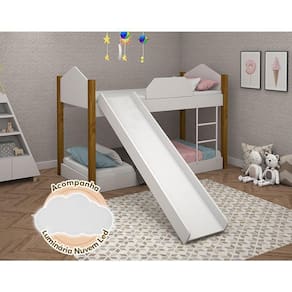 Beliche Infantil Com Escorregador Branco E Amêndoa Branco