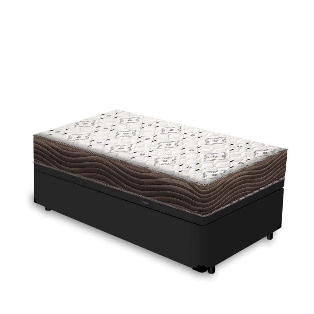 Cama Box Baú + Colchão de Solteiro Ortobom D45 Iso 150 88x188x60cm