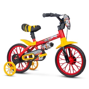 Bicicleta Infantil Aro 12 Meninos Motor X Rodinhas De Treinamentos Cestinho Nathor
