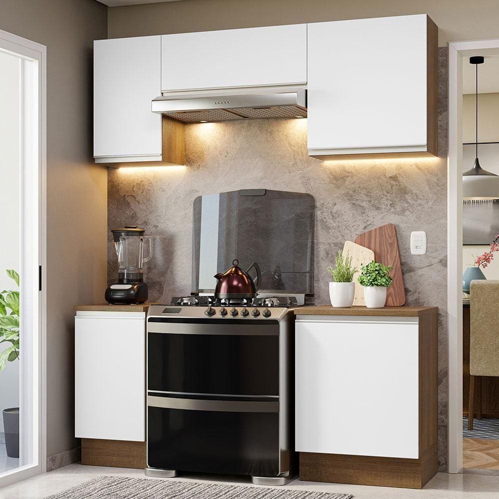 Armário De Cozinha 180Cm Glamy 12 Rustic/Branco