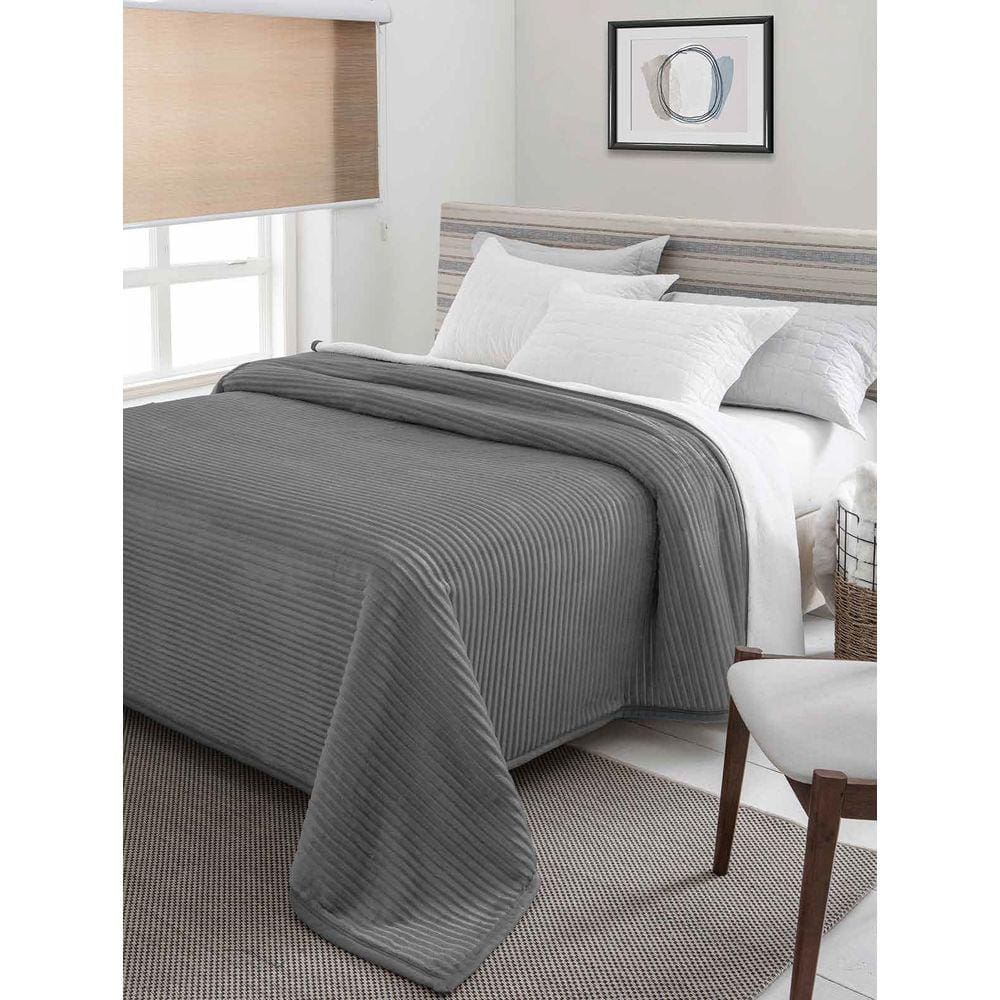 Cobertor Casal Jolitex com Sherpa Cinza Dyuri