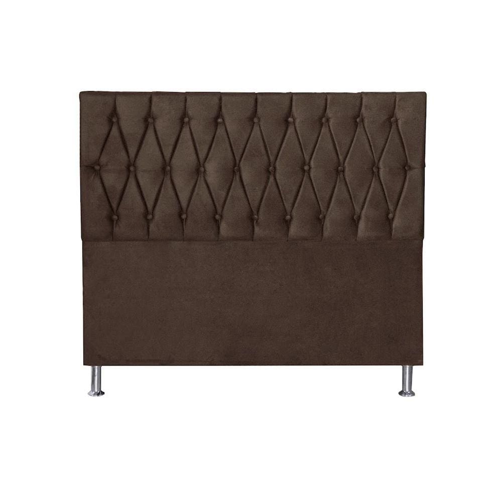 Cabeceira Cama Box Casal Estofada França 140 Cm Suede Marrom