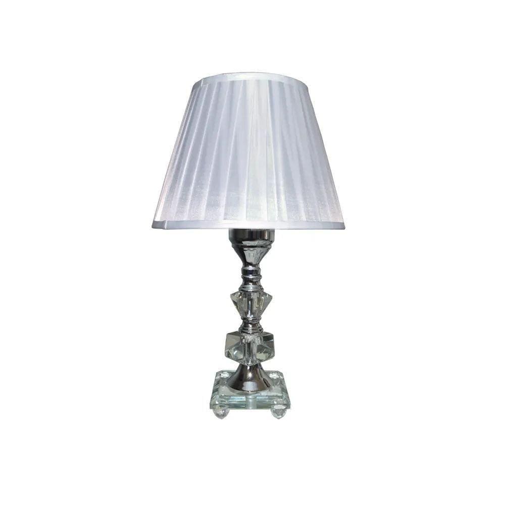 Abajur De Mesa Cristal Cúpula De Voil Branca