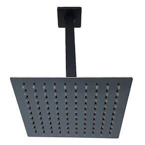Chuveiro Ducha Inox 20X20 Suporte Teto Preto Fosco Quadrado