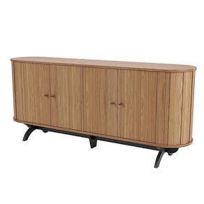 Balcão Buffet Curvo 180Cm D03 Freijó Preto Fosco