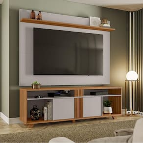 Rack Bancada com Painel para TV até 70 Polegadas 1,80m Freijó / Off White Notável
