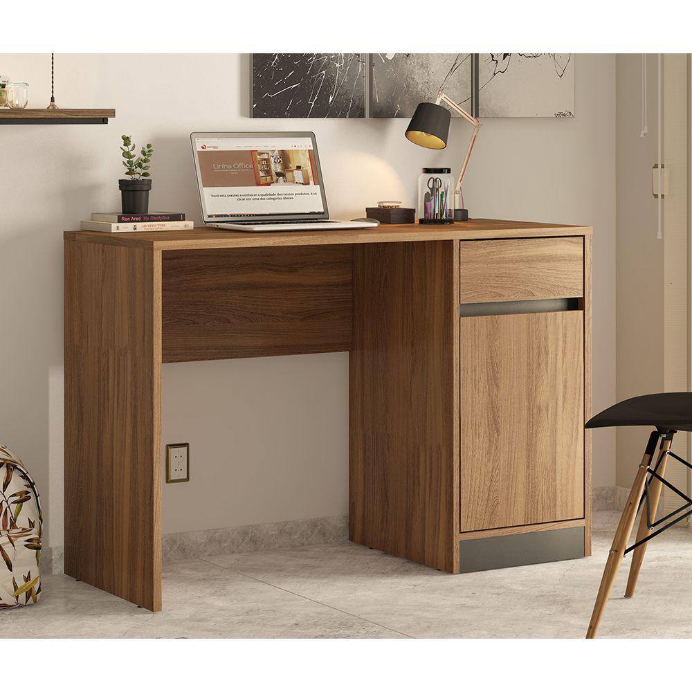 Escrivaninha Office 29600 01 Porta 01 Gaveta Morada Amendola Touch Grafito Demóbile