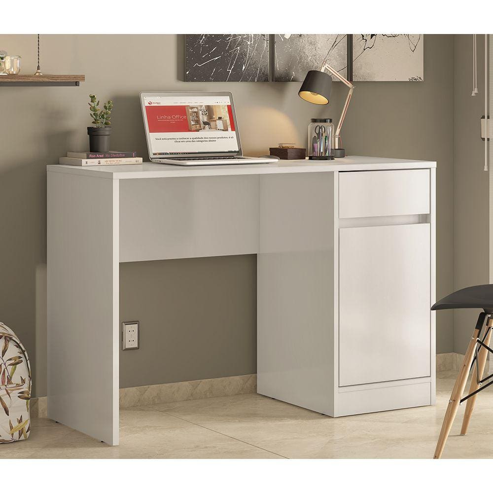Escrivaninha Office 29600 01 Porta 01 Gaveta Morada Branco Demóbile