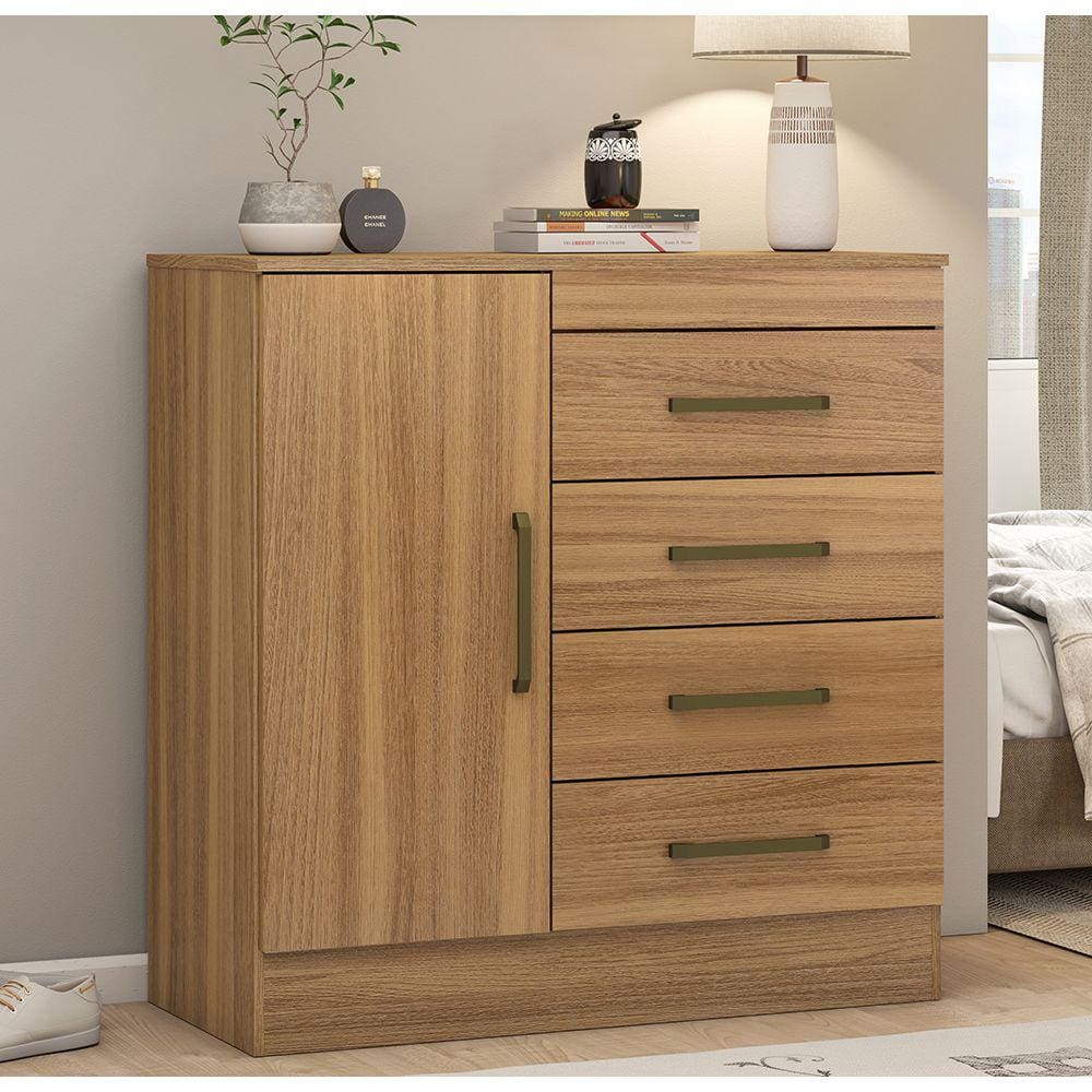 Cômoda Sapateira 4290 01 Porta 04 Gavetas Montevidéu Amendola Touch Demóbile