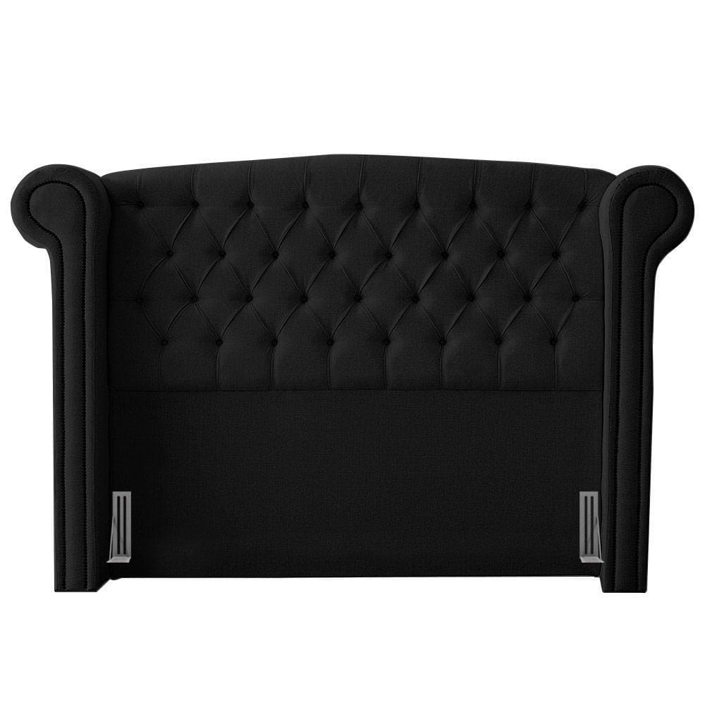 Cabeceira Cama Box Casal Adelle 140Cm Com Frame Suede Preto