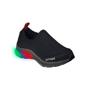 Tênis de Led Infantil Masculino Ortopé Dna Light Calce Fácil Preto e Vermelho