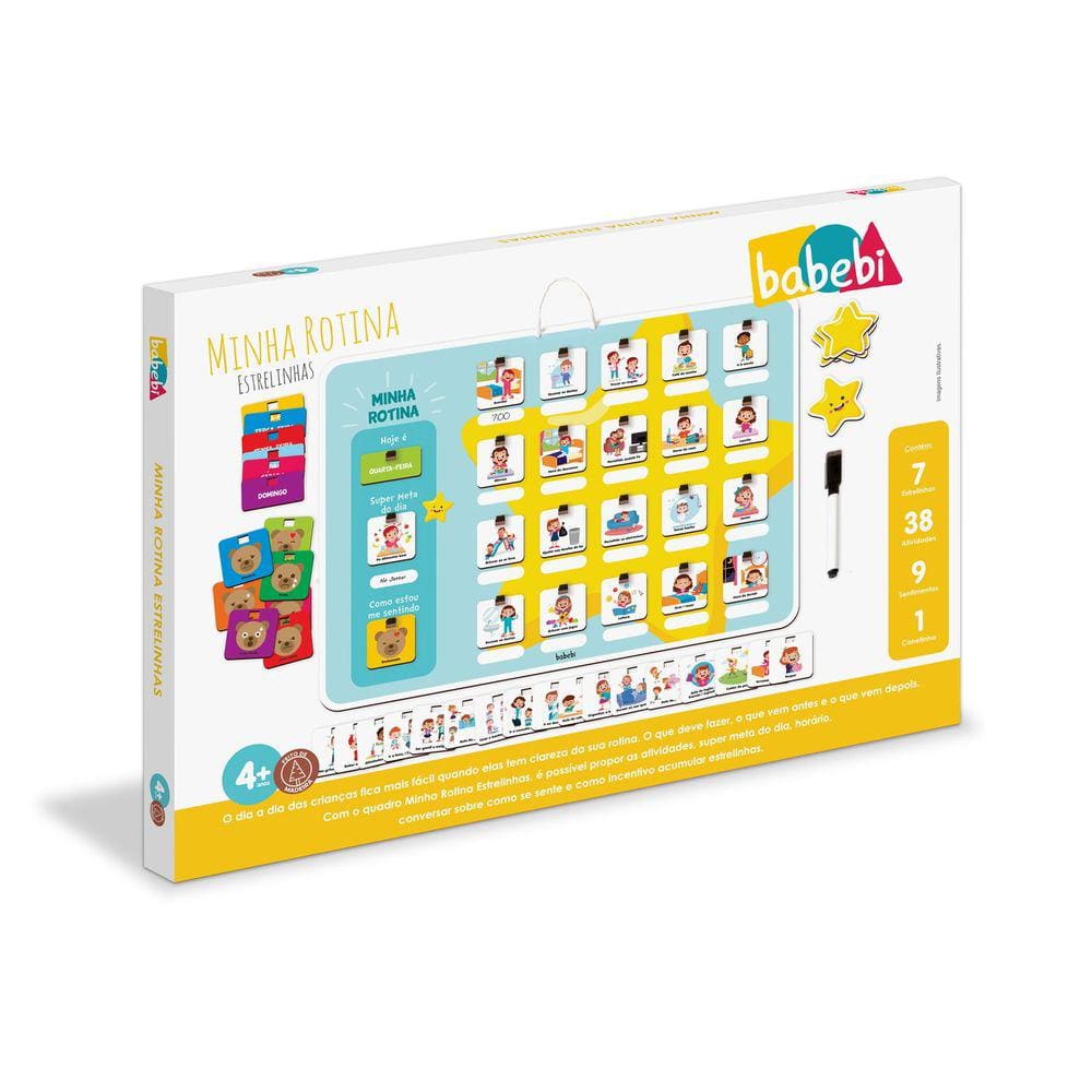 Quadro de Rotina Infantil Estrelinhas em Madeira Babebi 6063