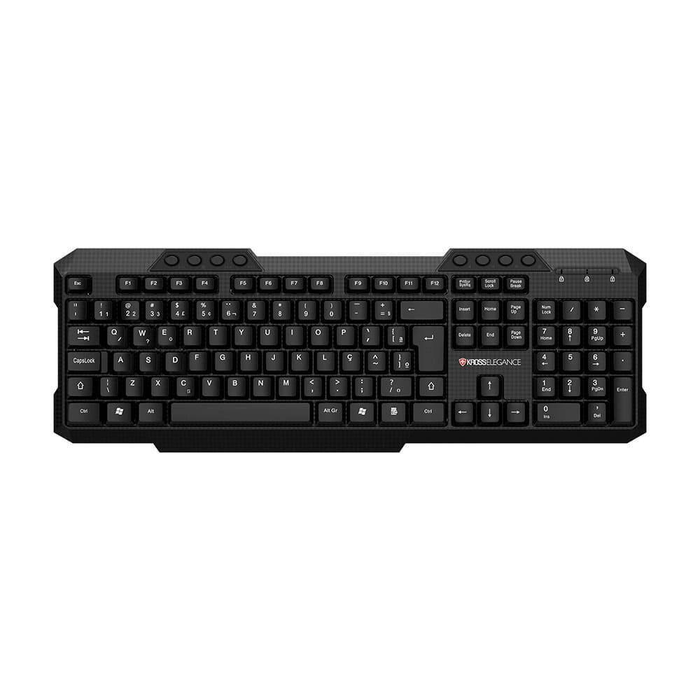 Teclado com Fio Kross USB Multimídia ABNT2 Preto KE-K106V3