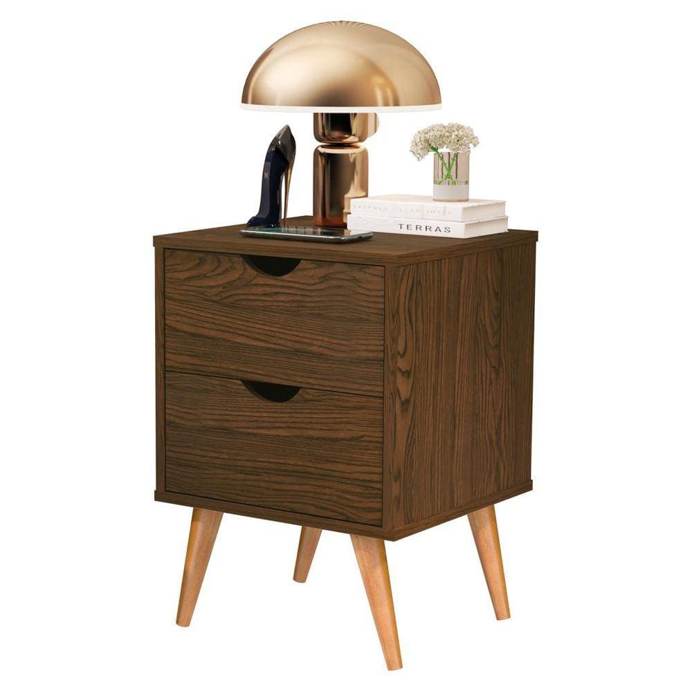 Mesa De Cabeceira para Quarto 2 Gavetas Decore Madri Retrô Pés Palito