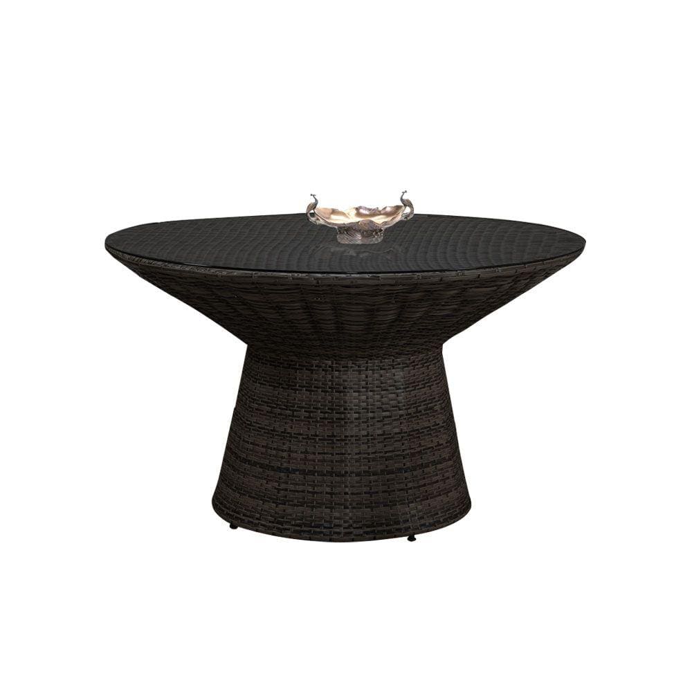Mesa de Jantar em Junco Redonda Base Aço Maracaipe - Café