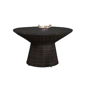 Mesa de Jantar em Fibra Sintética Redonda Base Aço Maracaipe - Café