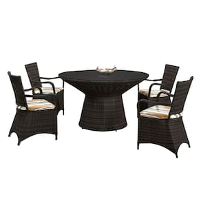 Conjunto Mesa Jantar Redonda com 4 Cadeiras em Fibra Sintética Base Aço Maracaipe - Café