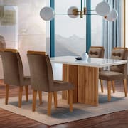 Sala de Jantar Mesa Olímpia 120CM MDF Vidro Canto Reto com 4 Cadeiras Carol Moderna