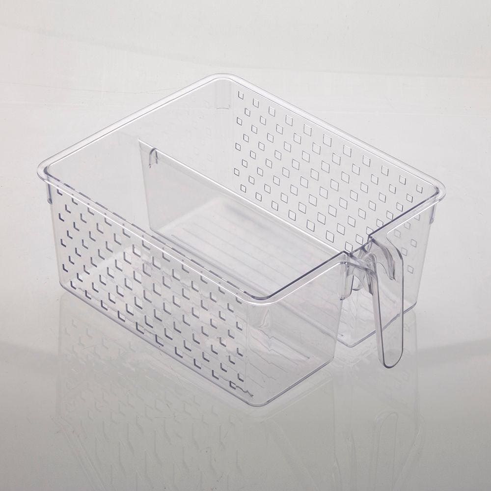 Cesto Organizador C/ Alça e Divisória Transparente 34x26x14