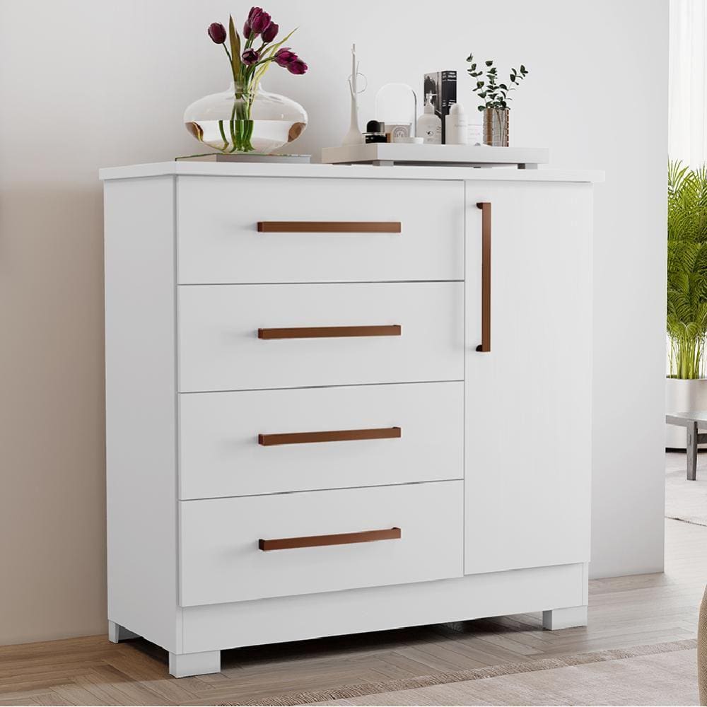 Cômoda Sapateira Multiuso 4 Gavetas 1 Porta Gabi NT 5185 Branco Notável