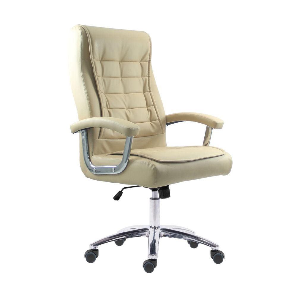 Cadeira Giratória em Couro Califórnia Fratini Móveis  Cinza