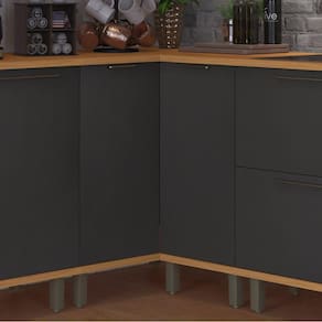 Balcão de Canto para Cozinha com Tampo 2 Portas Madri Indekes Cinza