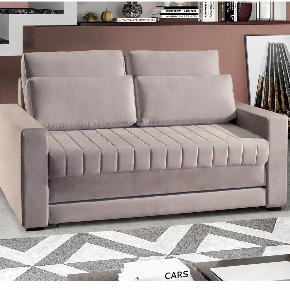 Sofá Cama Retrátil 2 Lugares D33 Star Ecosono Cinza