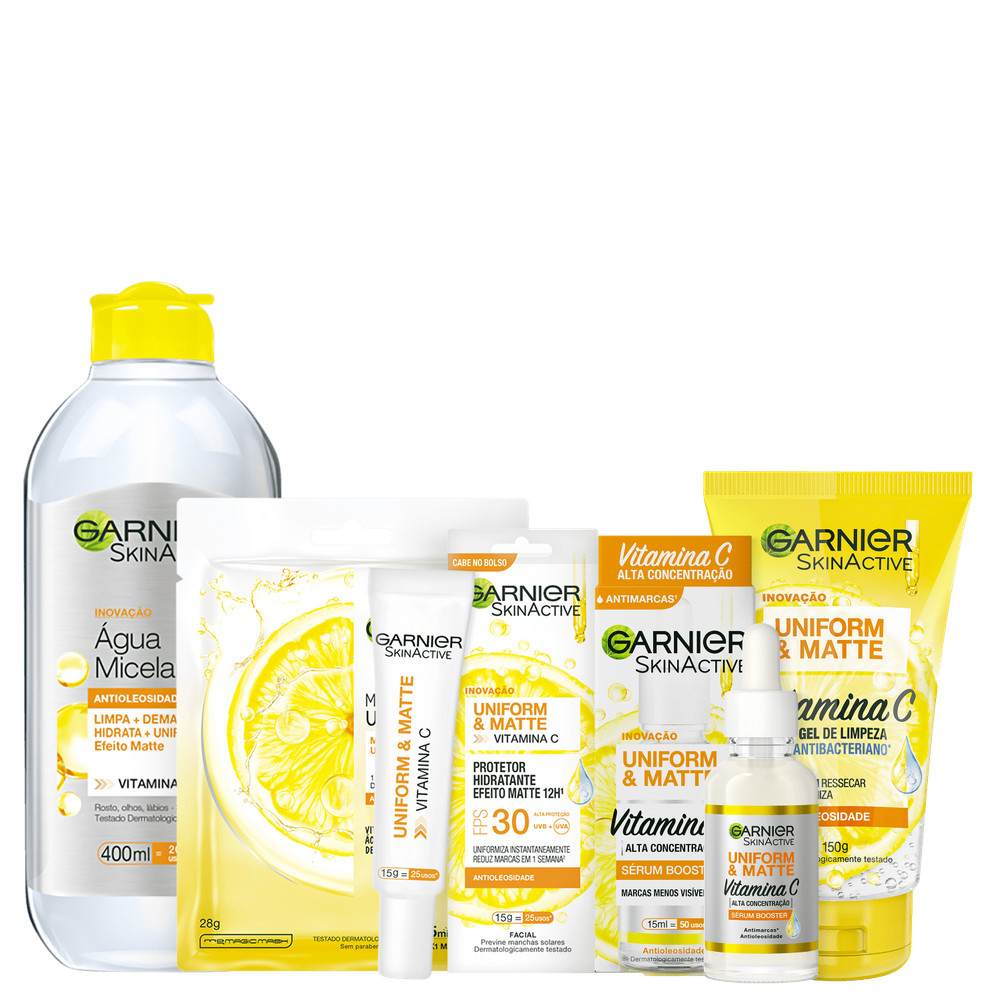 Kit Garnier Skin Active Uniform & Matte Full (5 Produtos)