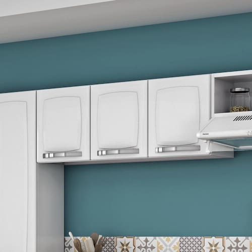 imagem-Armário Aéreo Suspenso 3 Portas 1 Prateleira Cozinha Modulada 105 cm Organizador Itatiaia Branco