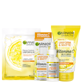 Kit Garnier SkinAtive Uniform & Matte Triplo (3 Produtos)