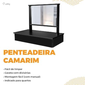 Penteadeira Camarim Suspensa Com Espelho 1 Gaveta Quarto