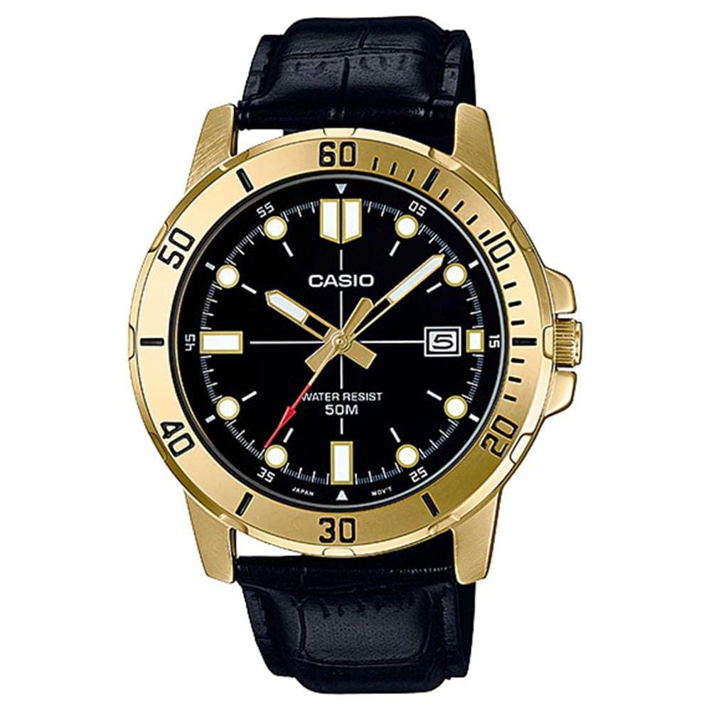 Relógio CASIO masculino preto dourado MTP-VD01GL-1EVUDF