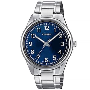 Relógio CASIO masculino prata azul MTP-V005D-2B4UDF