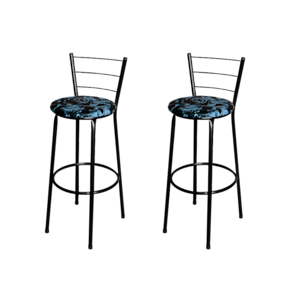 Conjunto 2 Banquetas Alta Preta Para Cozinha