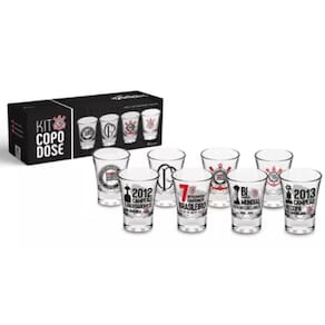 Copo Dose Corinthians Cachaça 4Pç Presente Oficial