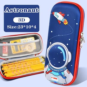 Estojo Escolar Unicórnio/Foguete/Astronauta em Relevo 3D Resistente