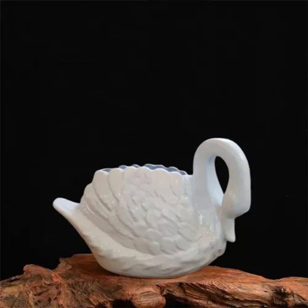 Enfeite Decorativo Cisne Branco Cerâmica 24 X 31
