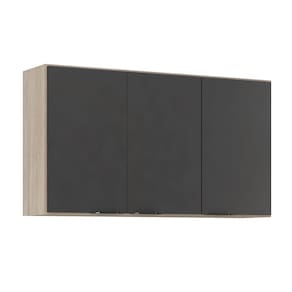 Armário de Cozinha Aéreo 03 Portas 120 cm Firenze Avena Grafito Demóbile