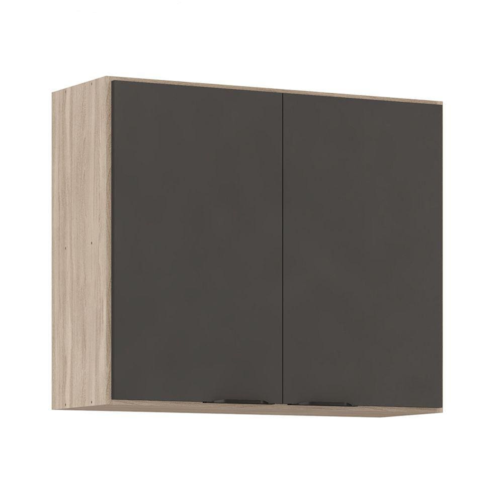 Armário de Cozinha Aéreo 02 Portas 80 cm Firenze Avena Grafito Demóbile