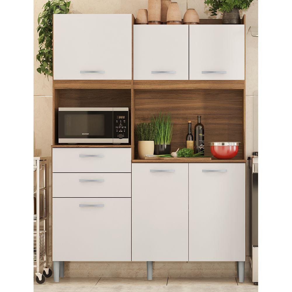 Kit Cozinha Compacta 06 Portas 02 Gavetas Harmonia Amendola Branco Demóbile 