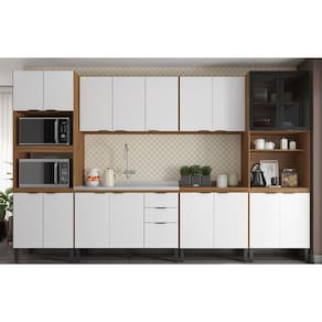 Cozinha Modulada Completa 18 Portas 02 Gavetas Firenze Amedola Touch Branco Demóbile