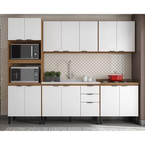 Cozinha Modulada Completa 14 Portas 02 Gavetas Firenze Amendola Branco Demóbile