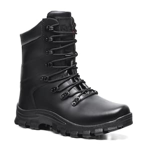 Coturno Militar Impermeável Masculino Couro Liso Tratorado