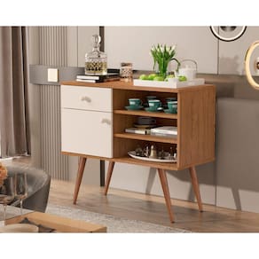 Aparador Buffet Cantinho do Café Ferrari Nature com OffWhite - Rede Móveis