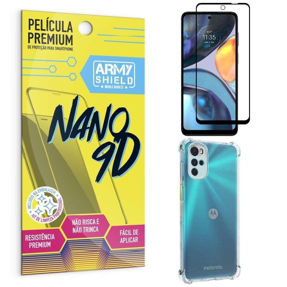 Capa Capinha Moto G22 Anti Shock + Película Nano Cerâmica 9D