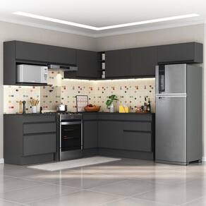 Armário De Cozinha Completa De Canto Multimóveis Preto
