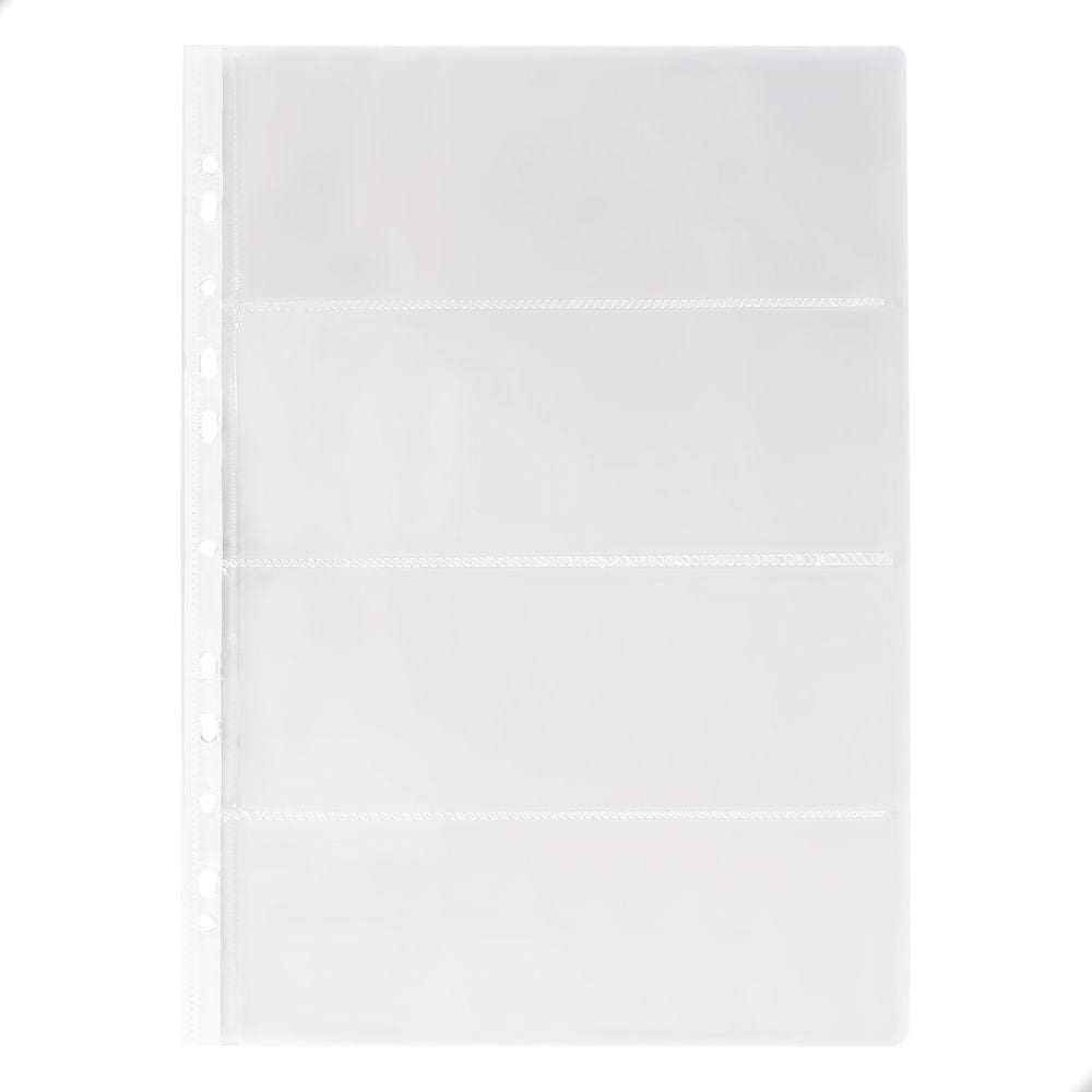 Kit 10 Folhas para Cédulas 32x24 Polipropileno 4 Espaços