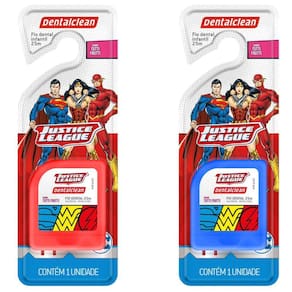 Fio Dental Infantil Heróis Liga Da Justiça 25M - Dentalclean