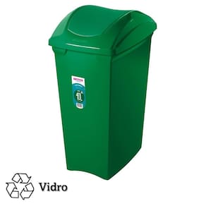 Lixeira 40 Litros Seletiva Verde Para Vidro Cesto De Lixo Tampa Basculante - SR64/24 Sanremo